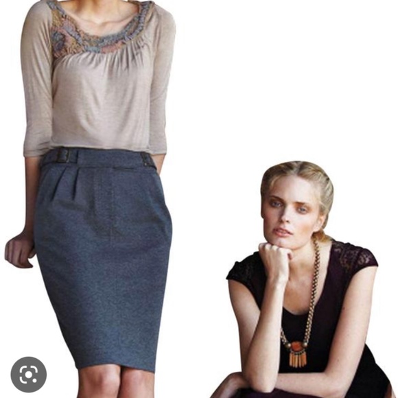 Maeve Gray Dark Buckles Pencil Skirt Knit XS 0 - Picture 3 of 6